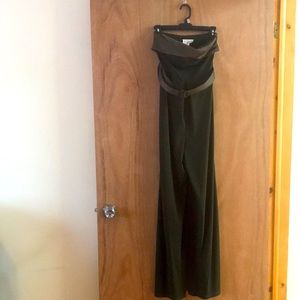 Strapless Dark Forest Green Jump Suit